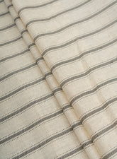 (Pre Cut-1 Meter) Cotton Flex Off-White Color With Grey Stripes Pattern Discharge Print Fabric